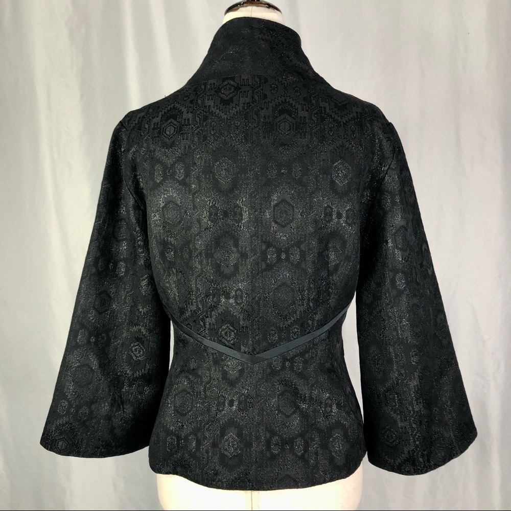 Nicole Miller Collection vintage jacket black metallic brocade bell sleeves S - Picture 6 of 11